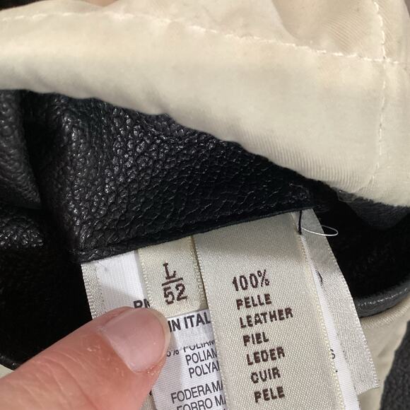 Longhi Leather Coat Mens L 52 Classic Jacket Removable Shearling Collar Luxury - Picture 8 of 16